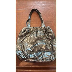 Metallic Silver Puffer Purse